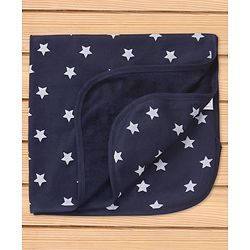 Babyhug Knit Terry Towel with Star Print L 77 x B 74 cm - Navy Blue