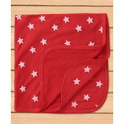 Babyhug Knit 100% Cotton Terry Towel with Star Print L 77 x B 74 cm - Red