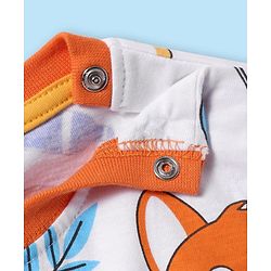 Babyhug Cotton Knit Half Sleeves Shorts Co-ords Night Suit With Animal Print - White & Blue