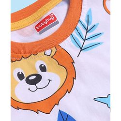 Babyhug Cotton Knit Half Sleeves Shorts Co-ords Night Suit With Animal Print - White & Blue