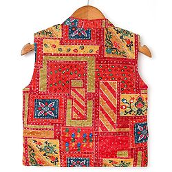 Babyhug Woven Full Sleeves Ethnic Motif Printed Kurta Pajama Set with Jacket & Sequin Detailing - Navy Blue