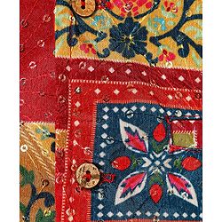 Babyhug Woven Full Sleeves Ethnic Motif Printed Kurta Pajama Set with Jacket & Sequin Detailing - Navy Blue