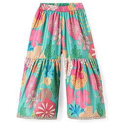 Babyhug Woven Singlet Sleeves Floral Printed Kurti Gharara Set with Dupatta - Mint Green