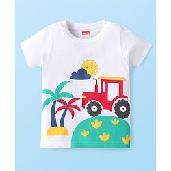 Babyhug Cotton Knit Hlf Sleeves T-Shirt with Tropical Theme Print - White