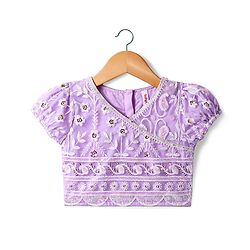 Babyhug Woven Short Sleeves Full Sequinned Detailing  Choli Lehenga & Dupatta Set - Lavender