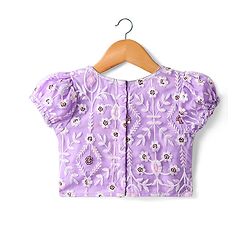 Babyhug Woven Short Sleeves Full Sequinned Detailing  Choli Lehenga & Dupatta Set - Lavender