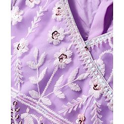 Babyhug Woven Short Sleeves Full Sequinned Detailing  Choli Lehenga & Dupatta Set - Lavender