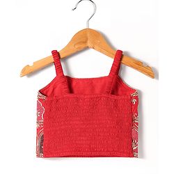 Babyhug Woven Sleeveless Choli  Lehenga and Dupatta Set with Embroidery & Sequin Design - Red