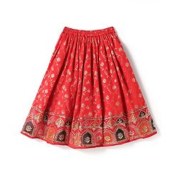 Babyhug Woven Sleeveless Choli  Lehenga and Dupatta Set with Embroidery & Sequin Design - Red