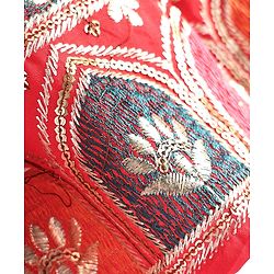 Babyhug Woven Sleeveless Choli  Lehenga and Dupatta Set with Embroidery & Sequin Design - Red