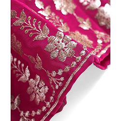 Babyhug Sleeveless Floral Sequenced Embroidered Choli Lehenga & Dupatta Set with Tassel Detailing - Dark Pink