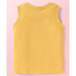 Babyhug Cotton Knit Sleeveless Tank T-Shirts with Beach Theme Print Pack of 3 - Yellow Grey & Blue