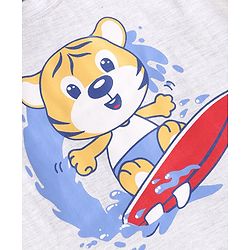 Babyhug Cotton Knit Sleeveless Tank T-Shirts with Beach Theme Print Pack of 3 - Yellow Grey & Blue