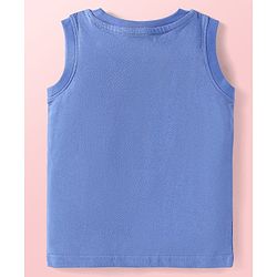 Babyhug Cotton Knit Sleeveless Tank T-Shirts with Beach Theme Print Pack of 3 - Yellow Grey & Blue