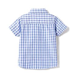 Babyhug 100% Cotton Woven Half Sleeves Checks Shirt- Blue
