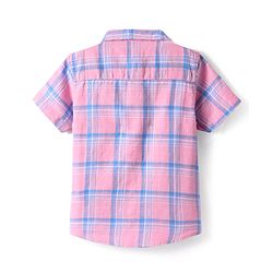 Babyhug Cotton Knit Half Sleeves Checkered Shirt - Pink & Blue