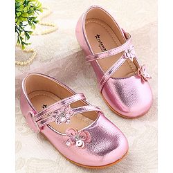 Cute Walk by Babyhug Velcro Closure Ballerina with Floral Applique - Pink