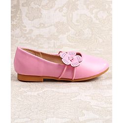 Cute Walk by Babyhug Slip on Ballerina with Floral Applique - Pink