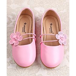 Cute Walk by Babyhug Slip on Ballerina with Floral Applique - Pink