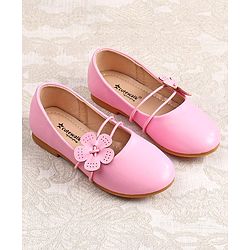 Cute Walk by Babyhug Slip on Ballerina with Floral Applique - Pink