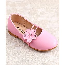 Cute Walk by Babyhug Slip on Ballerina with Floral Applique - Pink