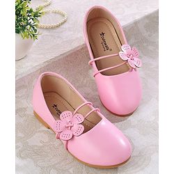 Cute Walk by Babyhug Slip on Ballerina with Floral Applique - Pink
