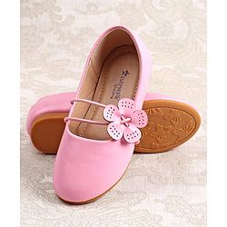 Cute Walk by Babyhug Slip on Ballerina with Floral Applique - Pink