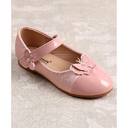 Cute Walk by Babyhug Ballerinas with Velcro Closure & Butterfly Applique - Pink