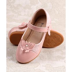 Cute Walk by Babyhug Ballerinas with Velcro Closure & Butterfly Applique - Pink