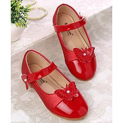 Cute Walk by Babyhug Ballerina with Butterfly Applique & Velcro Closure - Red