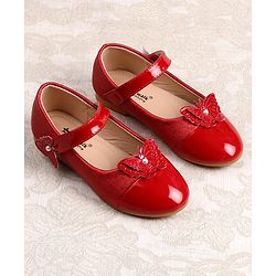 Cute Walk by Babyhug Ballerina with Butterfly Applique & Velcro Closure - Red