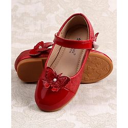 Cute Walk by Babyhug Ballerina with Butterfly Applique & Velcro Closure - Red