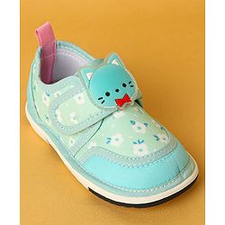 Cute Walk by Babyhug Velcro Closure Casual Shoes with Kitty Patch - Light Yellow