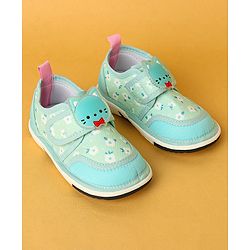 Cute Walk by Babyhug Velcro Closure Casual Shoes with Kitty Patch - Light Yellow