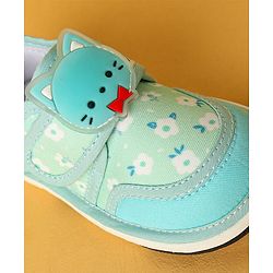 Cute Walk by Babyhug Velcro Closure Casual Shoes with Kitty Patch - Light Yellow
