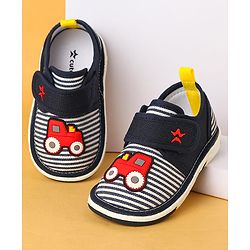 Cute Walk by Babyhug Velcro Closure Casual Shoes with Car Applique - Navy