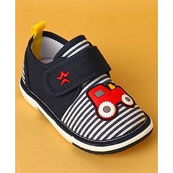 Cute Walk by Babyhug Velcro Closure Casual Shoes with Car Applique - Navy