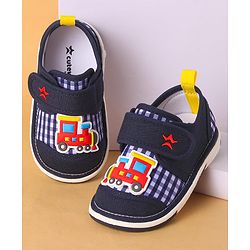 Cute Walk by Babyhug Polka Dots Printed Casual Shoes with Velcro Closure & Floral Applique - Pink main image 1