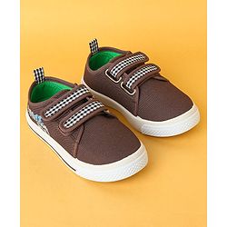 Cute Walk by Babyhug Velcro Closure Casual Shoes with Checks - Charcoal Grey