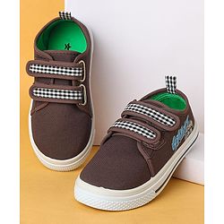 Cute Walk by Babyhug Velcro Closure Casual Shoes with Checks - Charcoal Grey