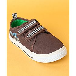 Cute Walk by Babyhug Velcro Closure Casual Shoes with Checks - Charcoal Grey