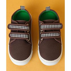 Cute Walk by Babyhug Velcro Closure Casual Shoes with Checks - Charcoal Grey