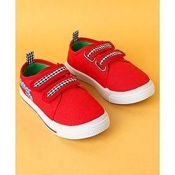 Cute Walk by Babyhug Velcro Closure Casual Shoes with Checks - Charcoal Grey