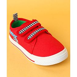 Cute Walk by Babyhug Velcro Closure Casual Shoes with Checks - Charcoal Grey