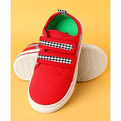 Cute Walk by Babyhug Velcro Closure Casual Shoes with Checks - Charcoal Grey