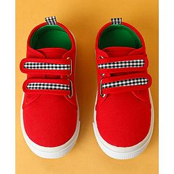 Cute Walk by Babyhug Velcro Closure Casual Shoes with Checks - Charcoal Grey