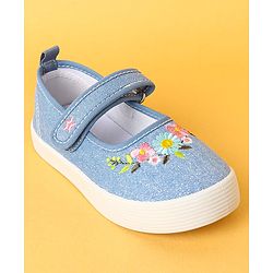 Cute Walk by Babyhug Velcro Closure Casual Shoes with Floral Embroidery Detailing - Pink