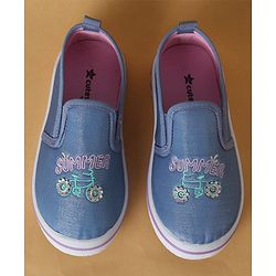 Cute Walk by Babyhug Slip On Casual Shoes with Cycle Embroidery -  White