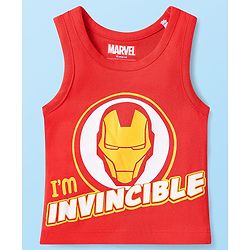 Babyhug Marvel Knit Sleeveless Vests With Avengers Graphics Pack Of 3 - Red Blue & White