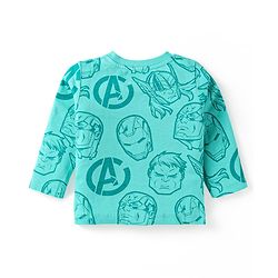 Babyhug Marvel Single Jersey Knit Full Sleeves Night Suit with Avengers Graphics - Mint